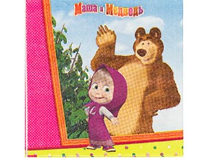 Салфетки Маша и медведь 25*25 / 12 шт. 