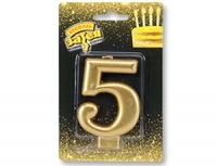 Свеча Цифра Золото 5