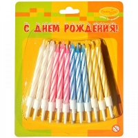 Свечи мини с держателями 2х цветные 24 шт