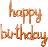 Шар фольга Happy Birthday проп. буквы роз. золото 