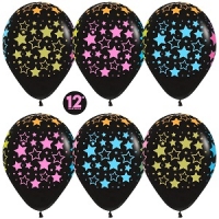 12" Звезды черный,флюор.  пастель