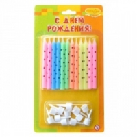 Свечи 6см.с держателями В горошек ассорти 12шт