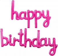 Шар фольга Happy Birthday проп. буквы розовый 