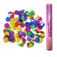 Пневмохлопушка в розовой мет. тубе 30 см фольга