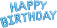 Шар фольга Happy Birthday Blue буквы 
