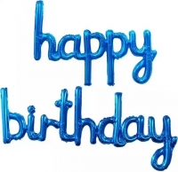 Шар фольга Happy Birthday проп. буквы синий 